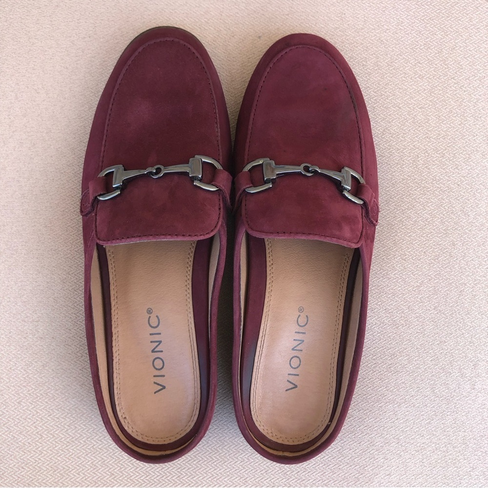 VIONIC Salie Wine Suede Womens Casual Career Comfort Slip On Loafer Mule sz 7 - Picture 8 of 11